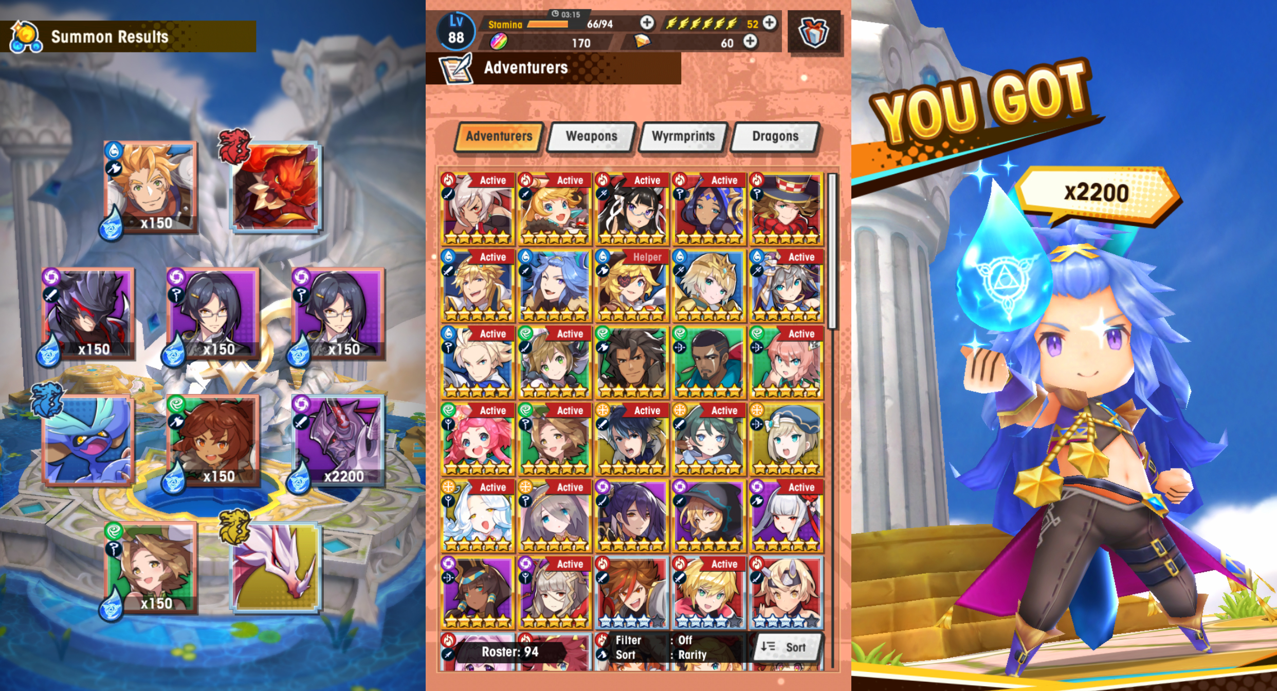 Left: Dupes Middle: My characters Right: My most recent pull, another dupe